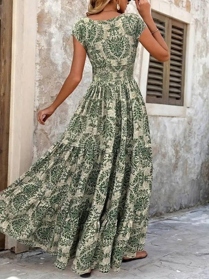 Sienna | Women's Smocked Boho Print Tiered Maxi Dress