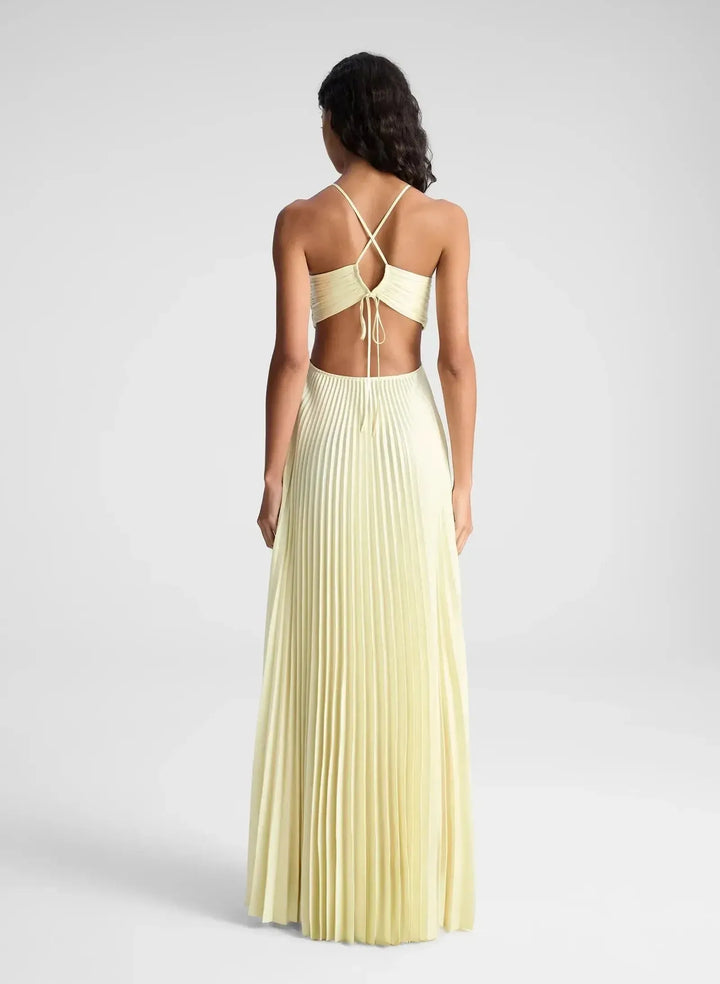 Solaria – Pleated Satin Tie-Back Gown