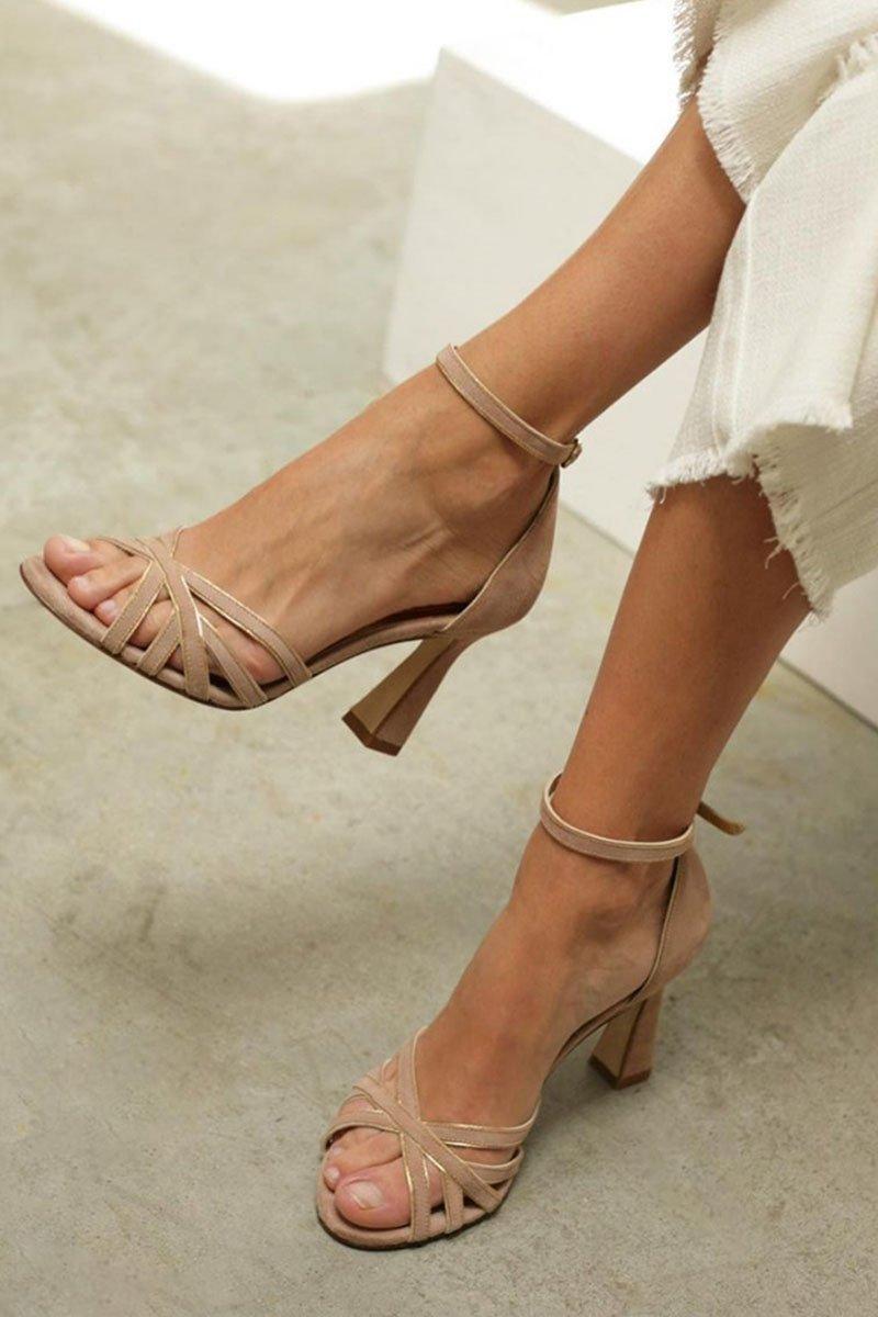 Sophia | Women's Strappy Heeled Sandals Ankle Strap Block Heel
