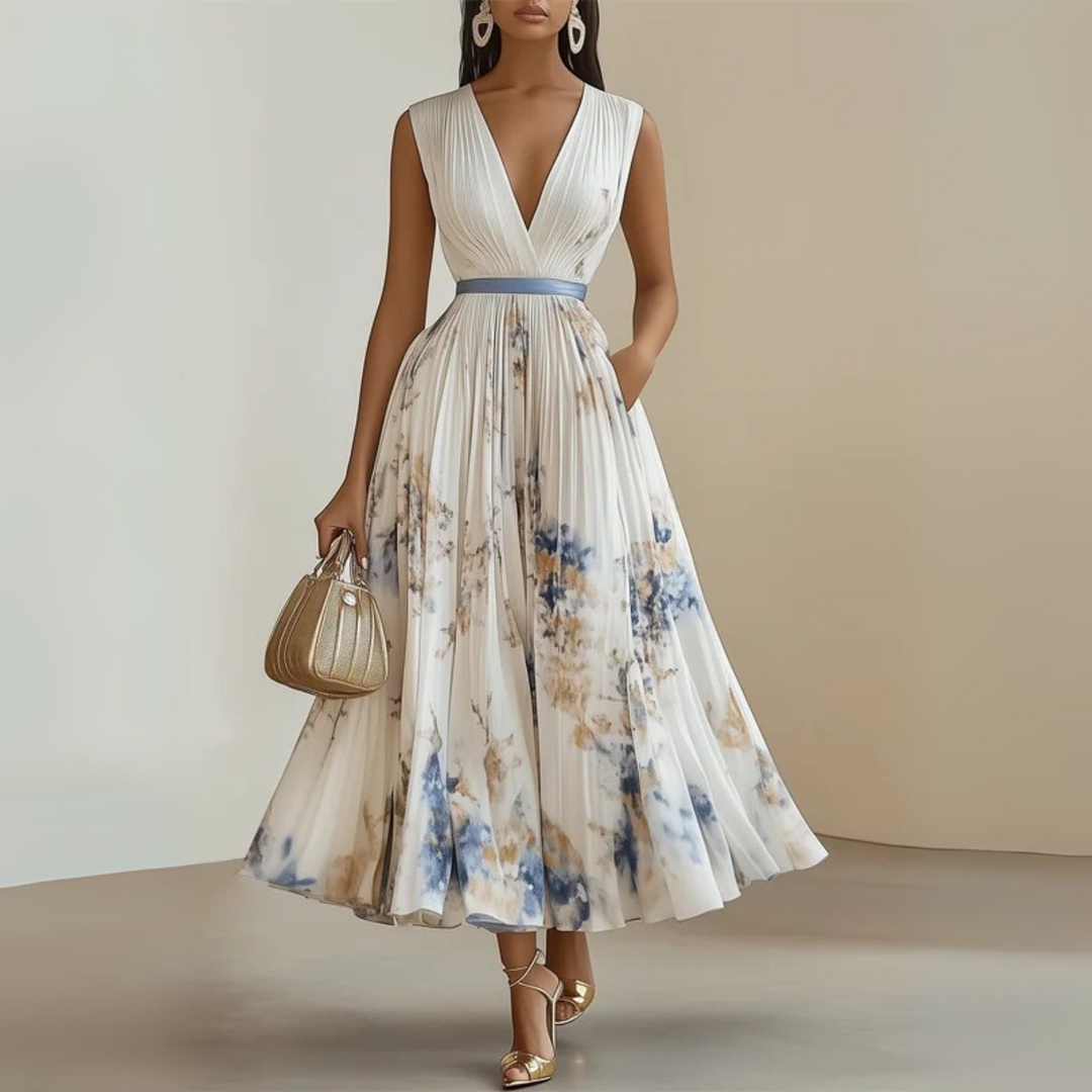 Stella | Women's Sleeveless Pleated Midi Wedding Guest Dress