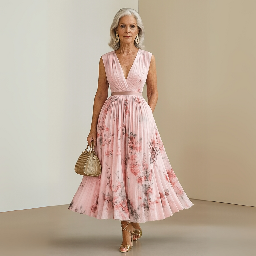 Stella | Women's Sleeveless Pleated Midi Wedding Guest Dress
