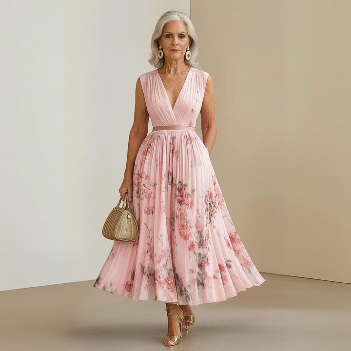 Stella | Women's Sleeveless Pleated Midi Wedding Guest Dress
