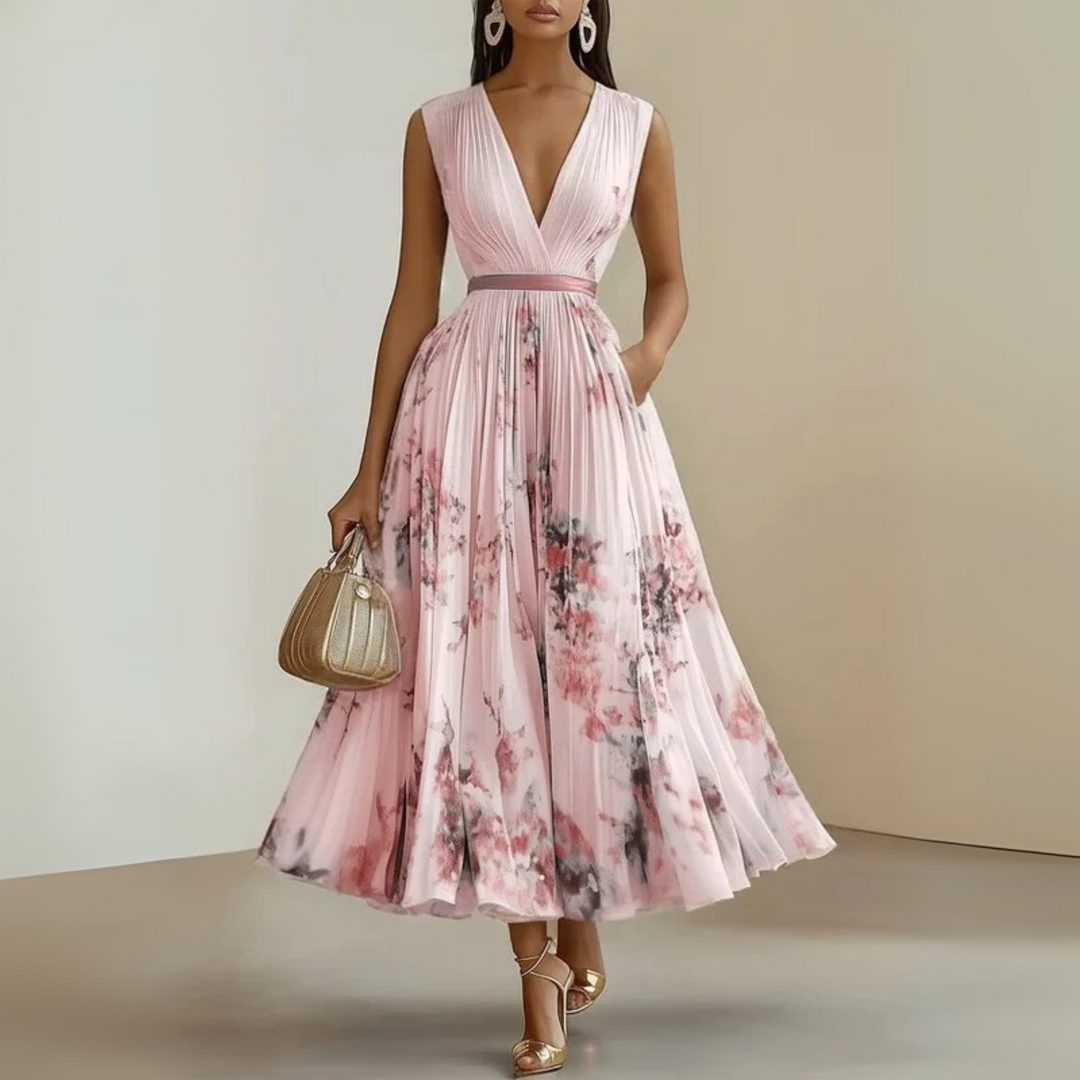 Stella | Women's Sleeveless Pleated Midi Wedding Guest Dress