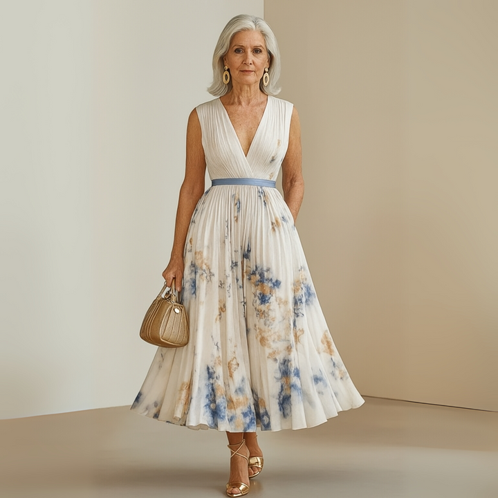 Stella | Women's Sleeveless Pleated Midi Wedding Guest Dress