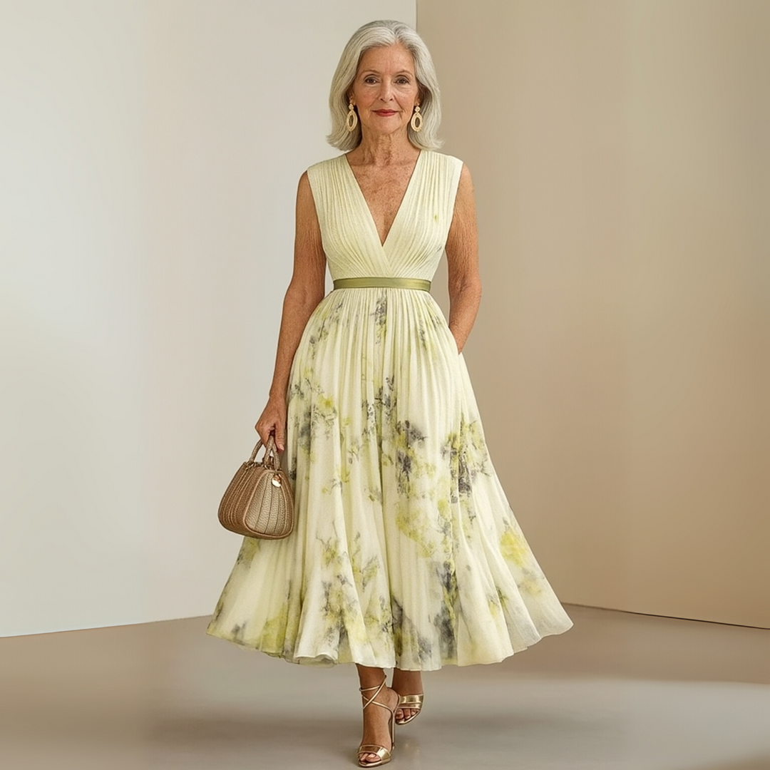 Stella | Women's Sleeveless Pleated Midi Wedding Guest Dress