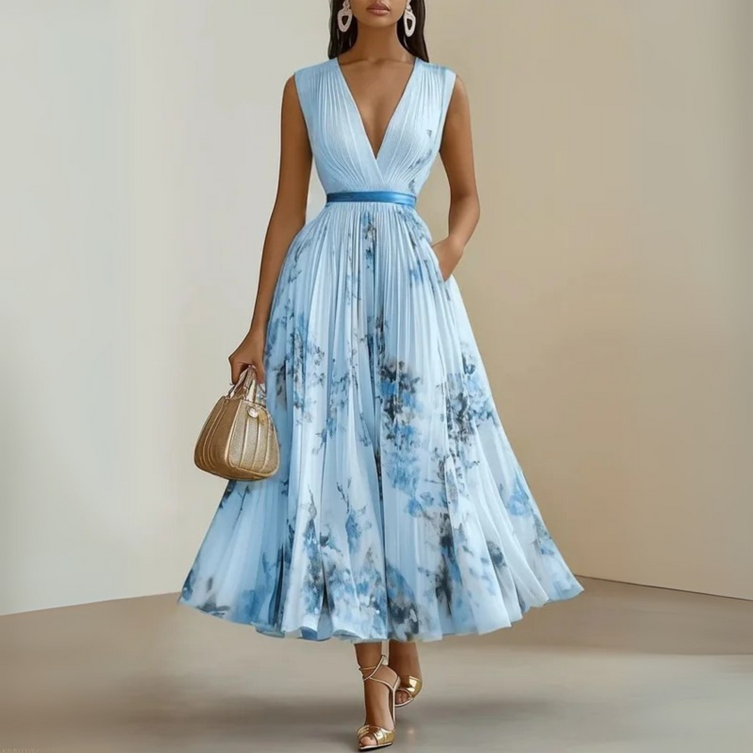 Stella | Women's Sleeveless Pleated Midi Wedding Guest Dress