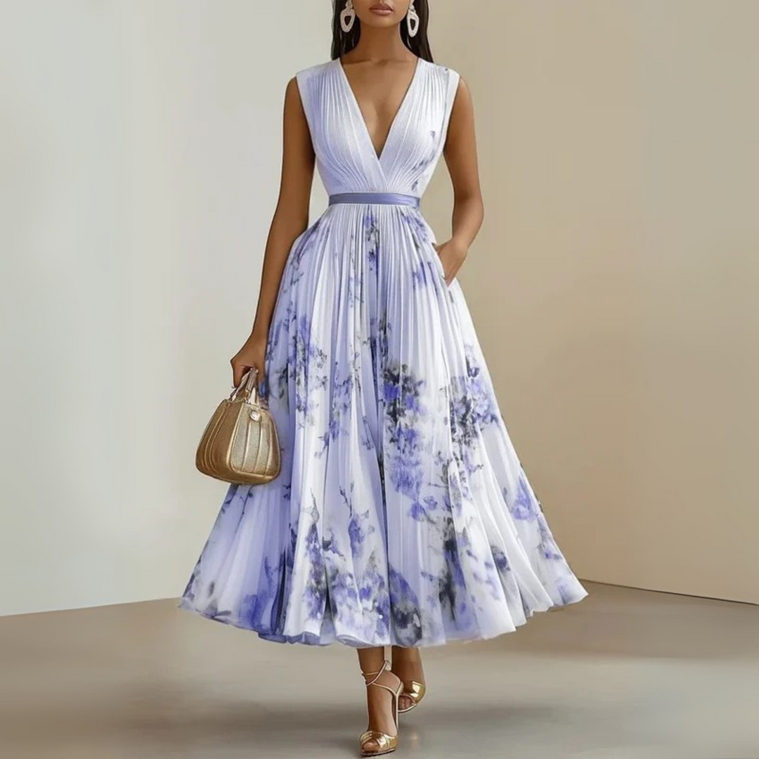 Stella | Women's Sleeveless Pleated Midi Wedding Guest Dress