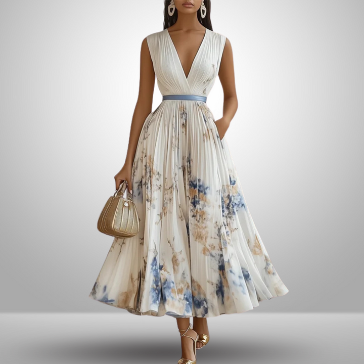 Stella | Women's Sleeveless Pleated Midi Wedding Guest Dress