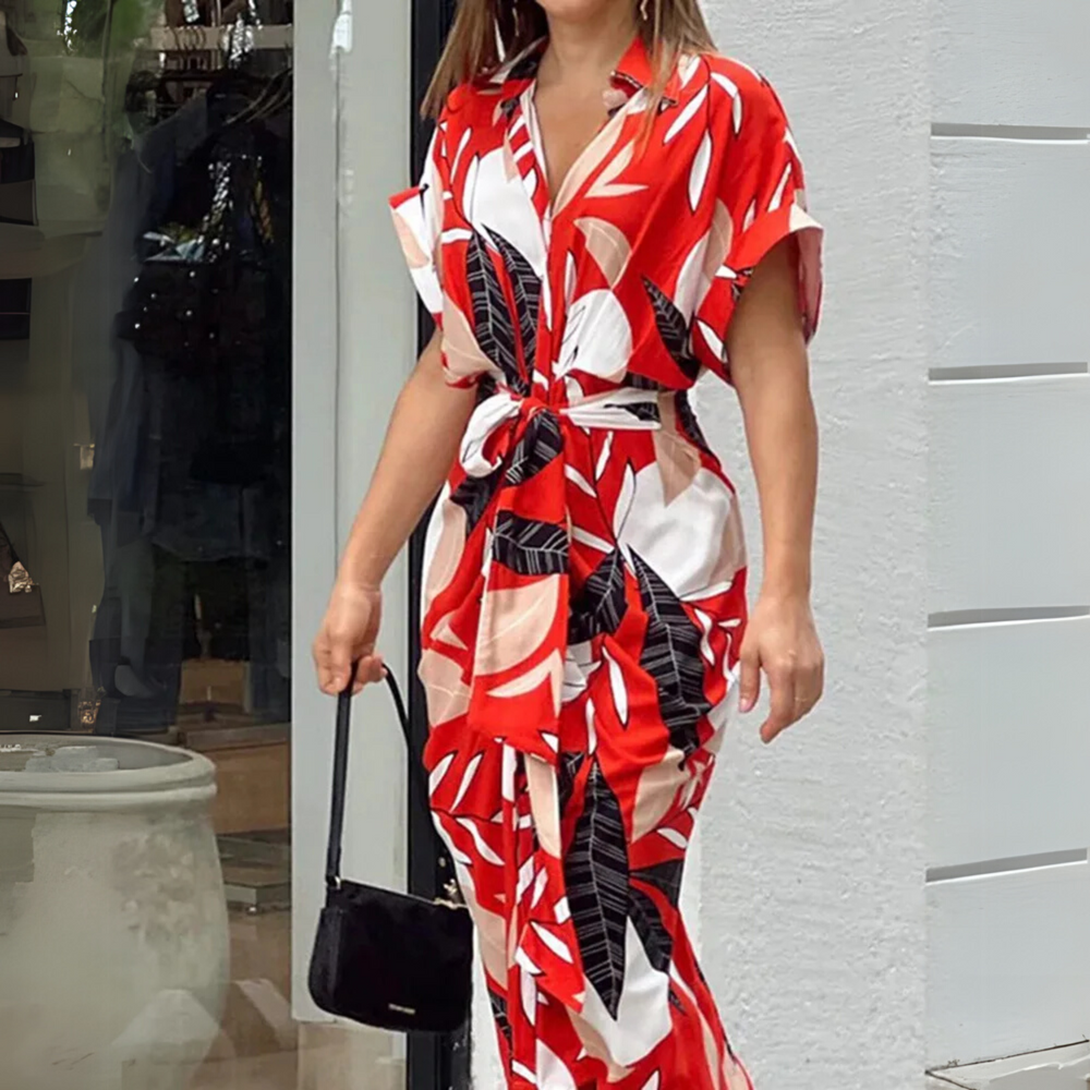 Sydney | Women's Summer Printed Button Front Midi Shirt Dress