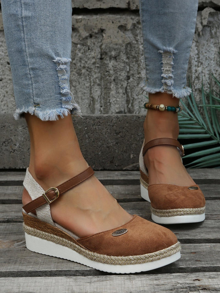 Taylor | Women’s Chic Espadrilles Platform Sandals With Metallic Toe