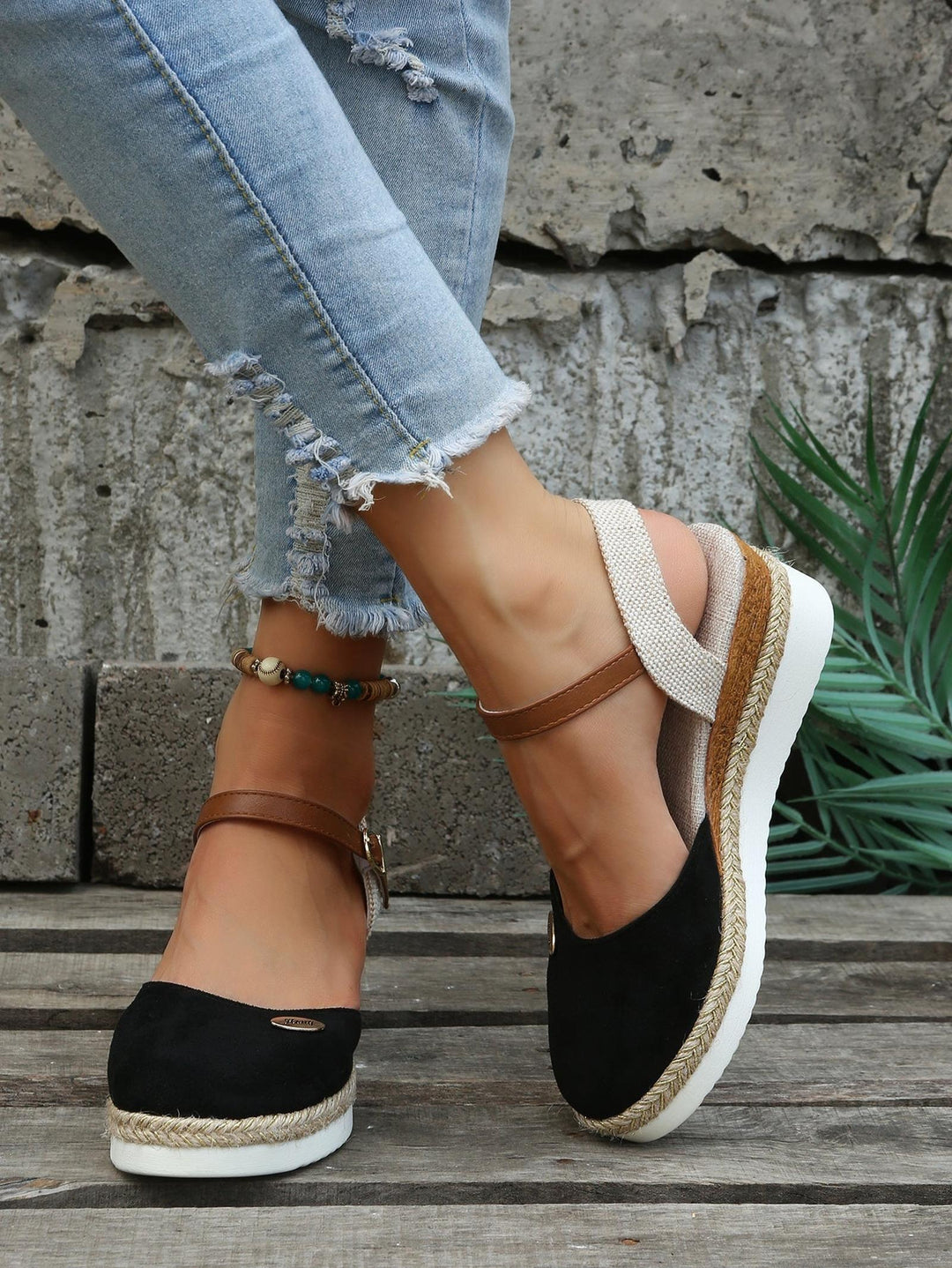 Taylor | Women’s Chic Espadrilles Platform Sandals With Metallic Toe