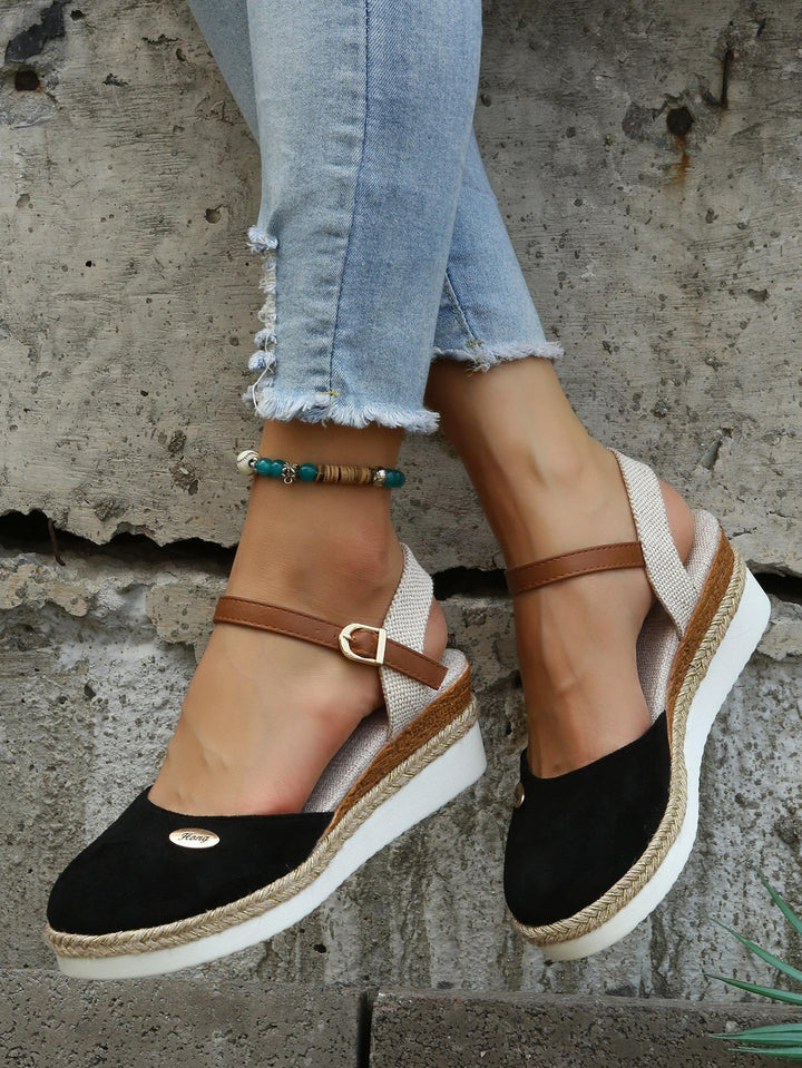 Taylor | Women’s Chic Espadrilles Platform Sandals With Metallic Toe
