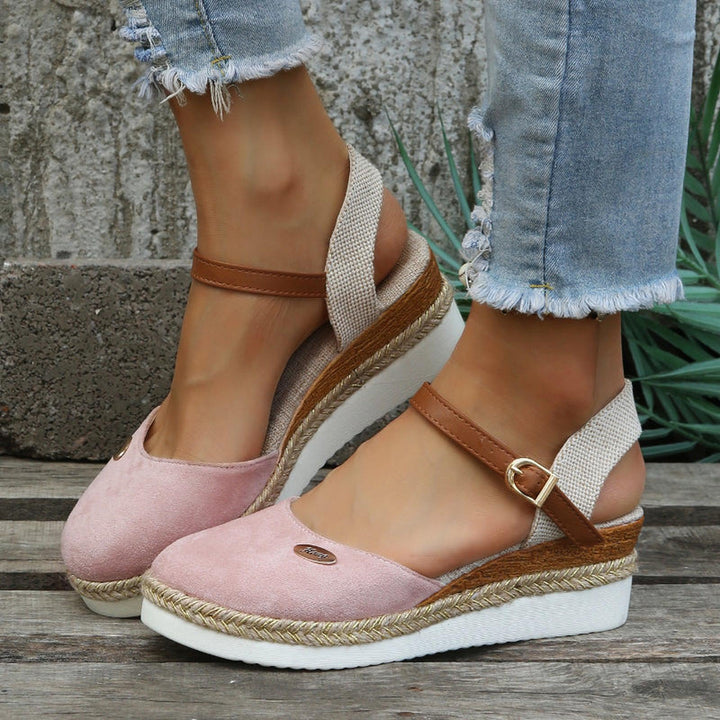 Taylor | Women’s Chic Espadrilles Platform Sandals With Metallic Toe