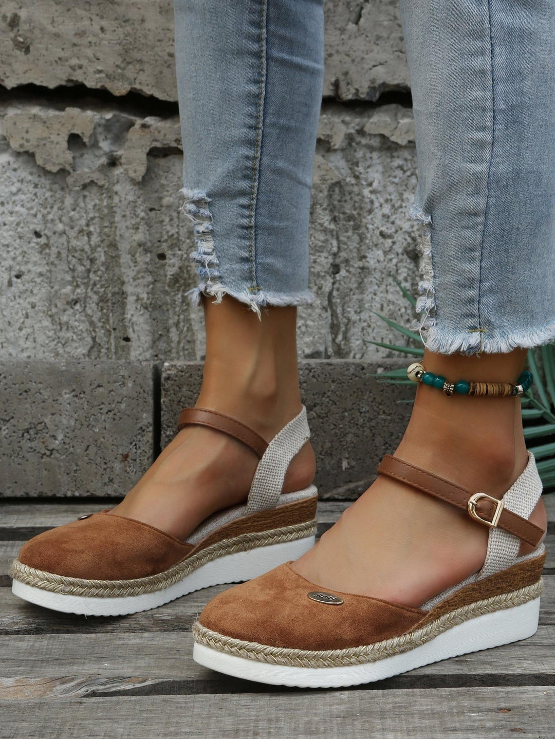Taylor | Women’s Chic Espadrilles Platform Sandals With Metallic Toe