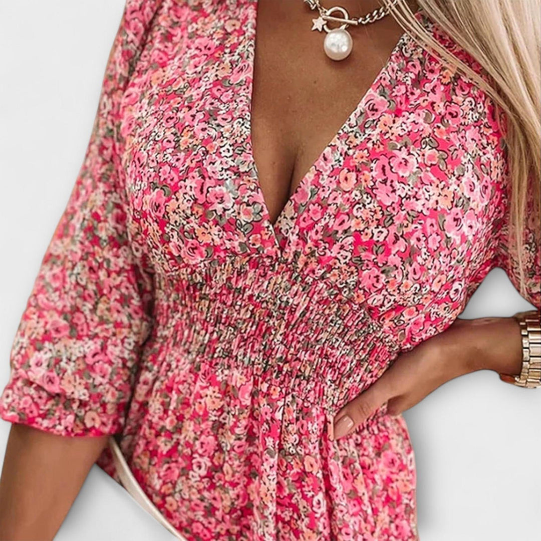 Taylor | Women's Floral V Neck Mini Summer Dress