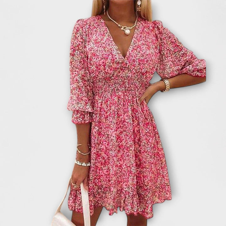 Taylor | Women's Floral V Neck Mini Summer Dress