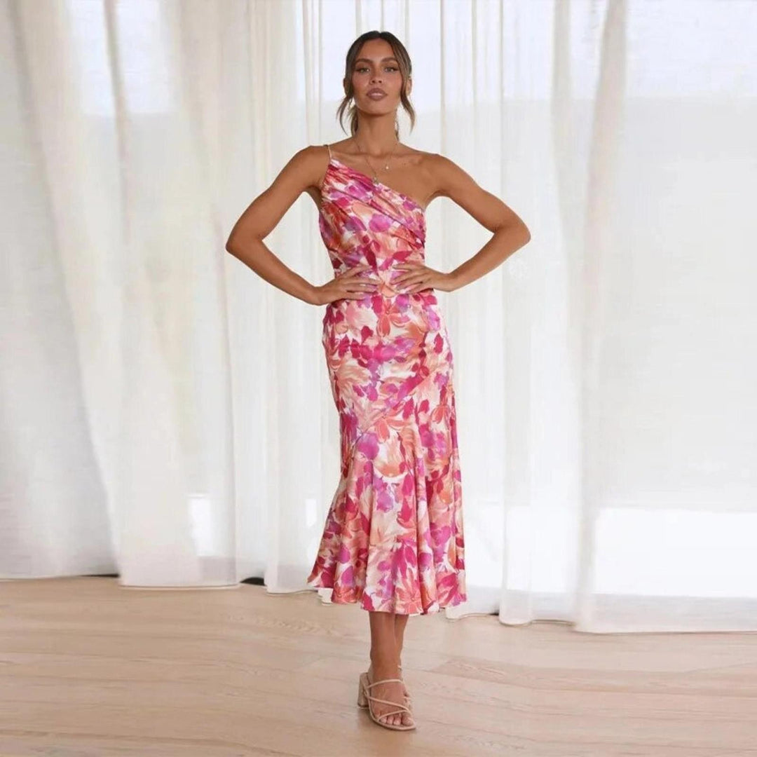 Taylor | Women's Summer One Shoulder Floral Midi Dress