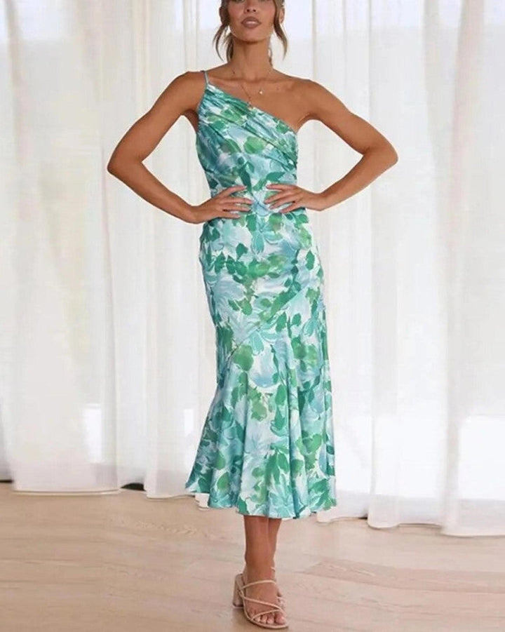 Taylor | Women's Summer One Shoulder Floral Midi Dress