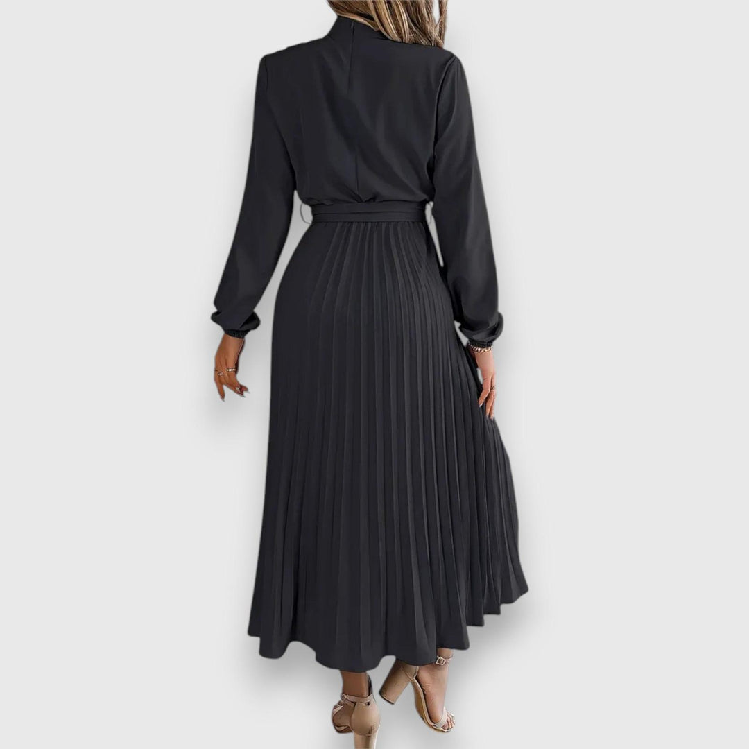 Vanessa | Women's Summer Pleated Long Sleeve Midi Dress