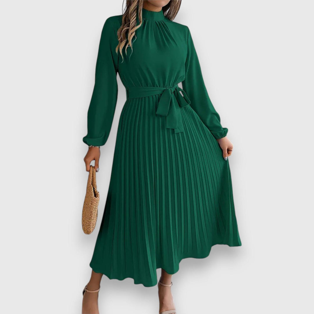 Vanessa | Women's Summer Pleated Long Sleeve Midi Dress