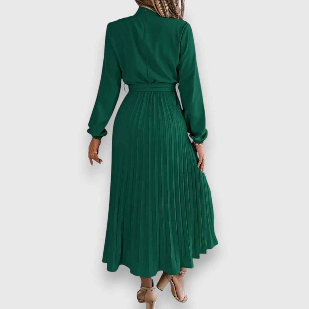 Vanessa | Women's Summer Pleated Long Sleeve Midi Dress