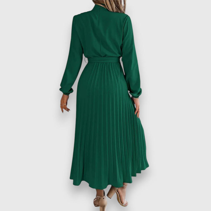 Vanessa | Women's Summer Pleated Long Sleeve Midi Dress