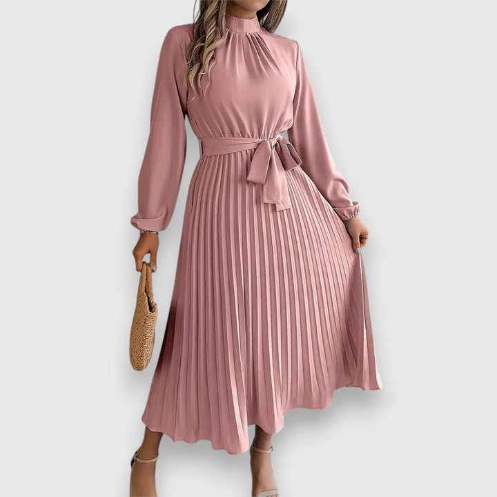 Vanessa | Women's Summer Pleated Long Sleeve Midi Dress