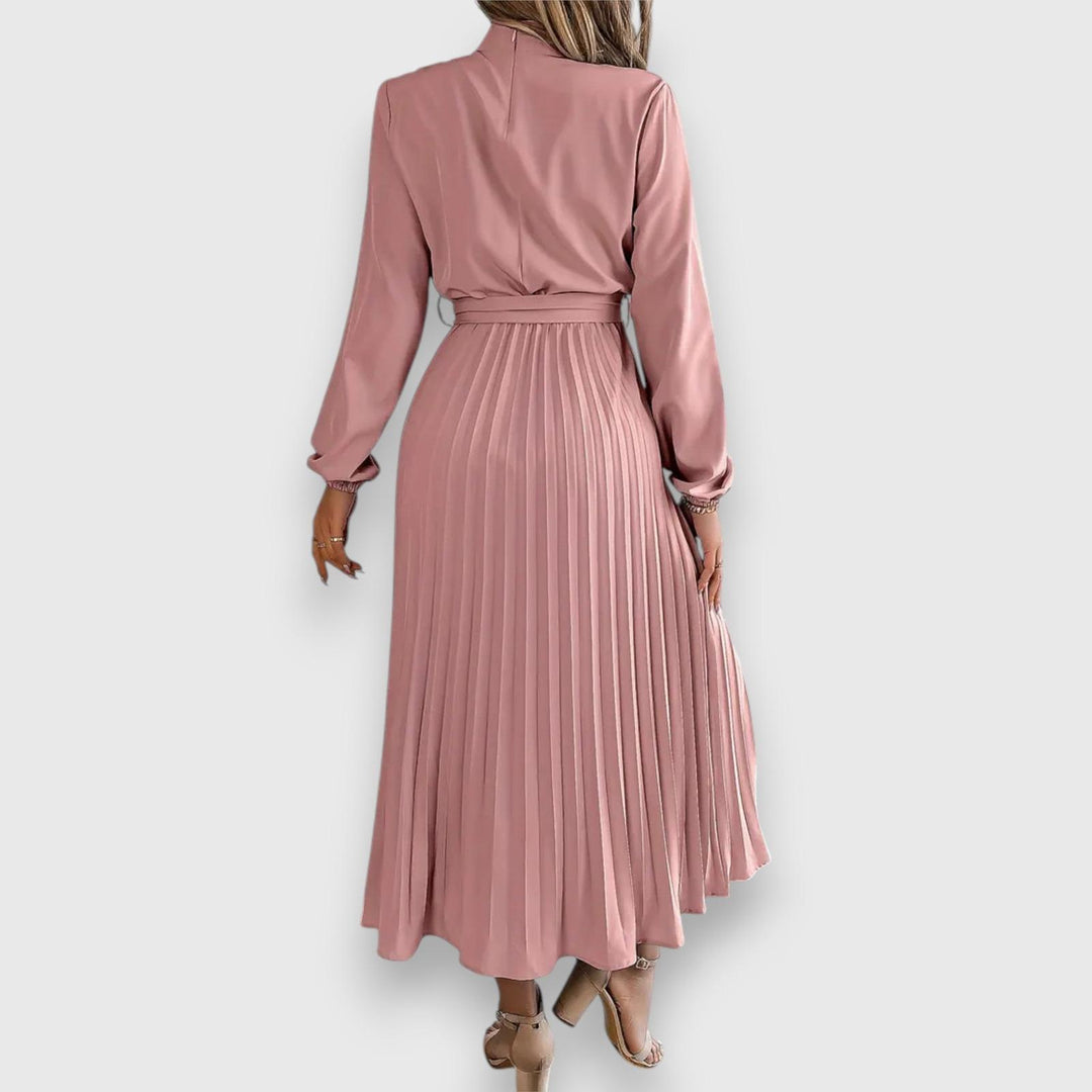 Vanessa | Women's Summer Pleated Long Sleeve Midi Dress