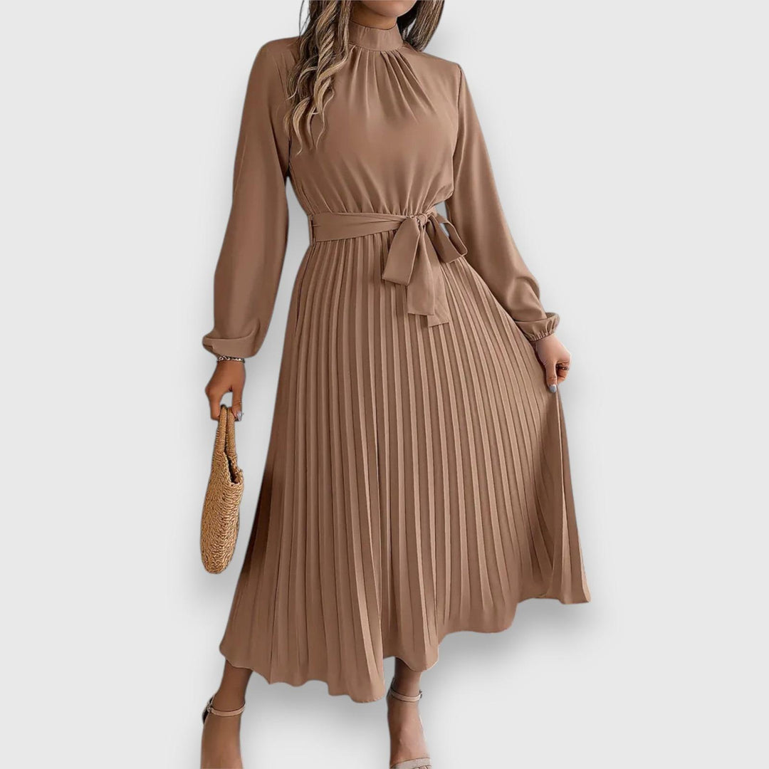 Vanessa | Women's Summer Pleated Long Sleeve Midi Dress