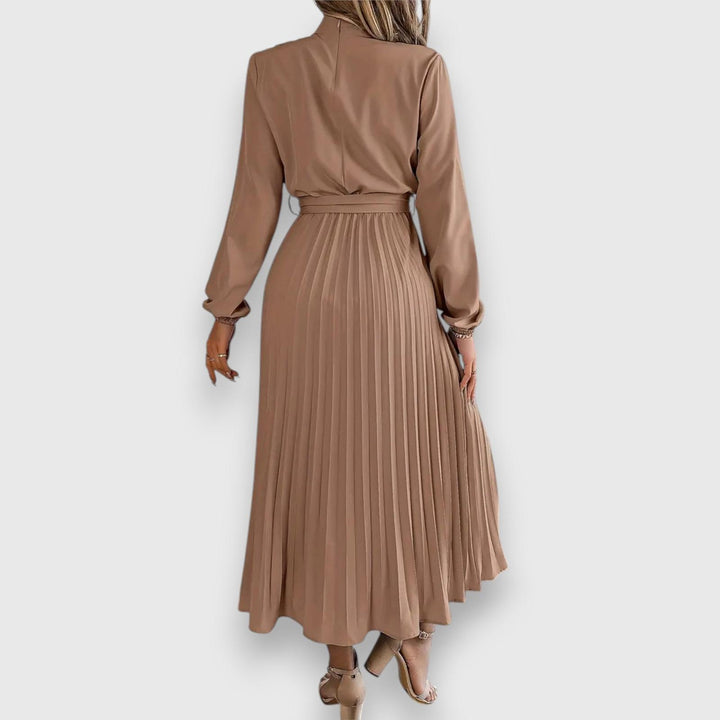 Vanessa | Women's Summer Pleated Long Sleeve Midi Dress
