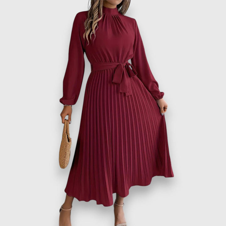 Vanessa | Women's Summer Pleated Long Sleeve Midi Dress