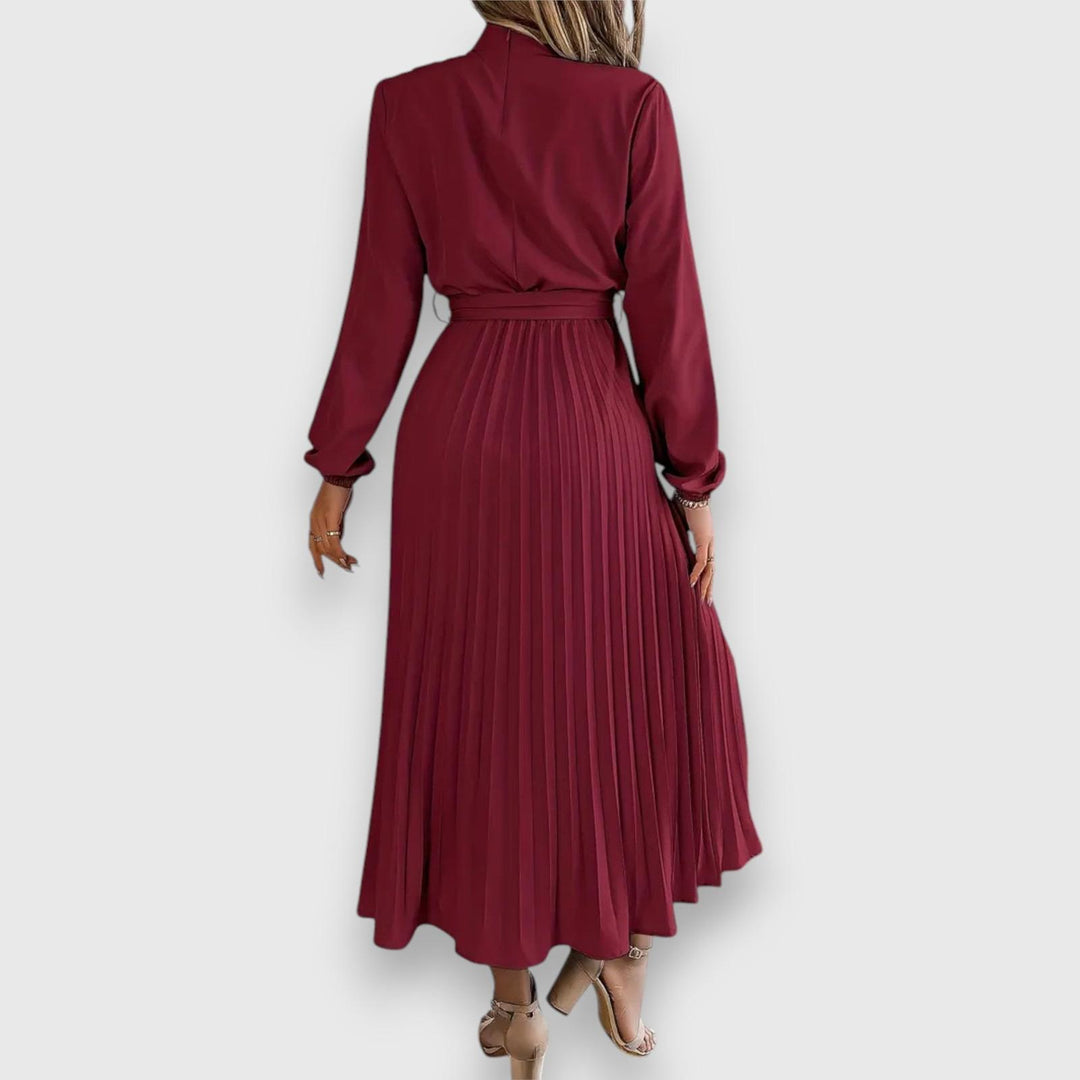 Vanessa | Women's Summer Pleated Long Sleeve Midi Dress