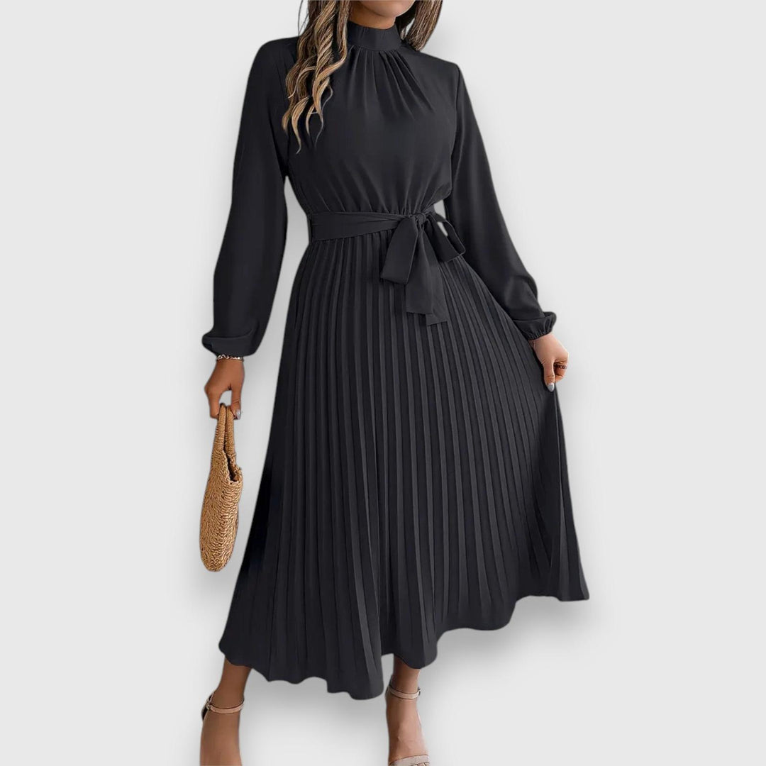 Vanessa | Women's Summer Pleated Long Sleeve Midi Dress