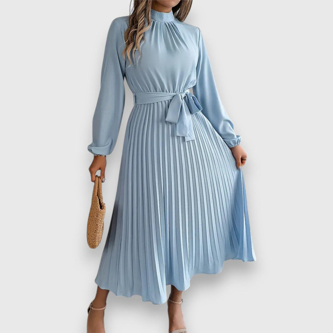 Vanessa | Women's Summer Pleated Long Sleeve Midi Dress