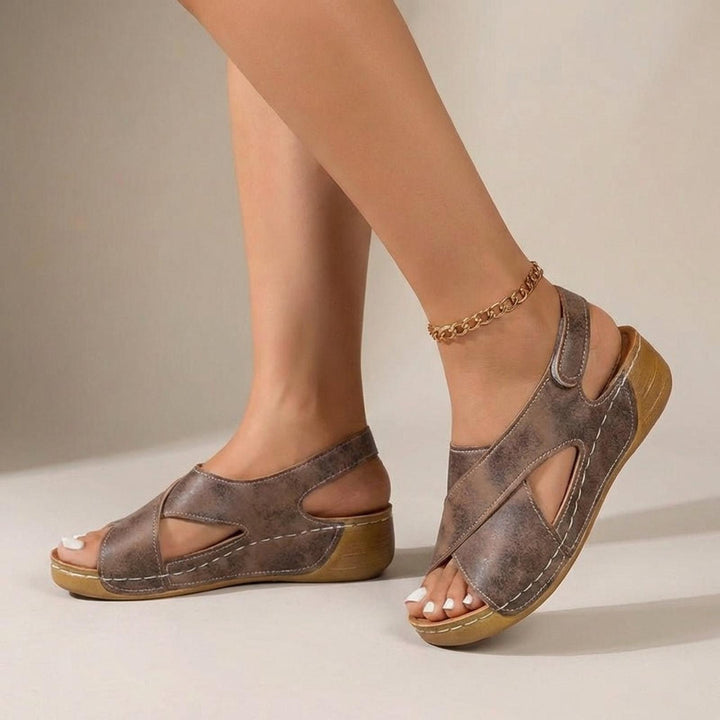 Victoria | Orthopedic Wedge Sandals Criss-Cross Slingback Comfort