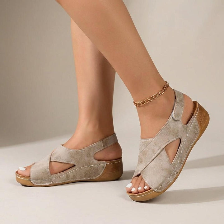 Victoria | Orthopedic Wedge Sandals Criss-Cross Slingback Comfort