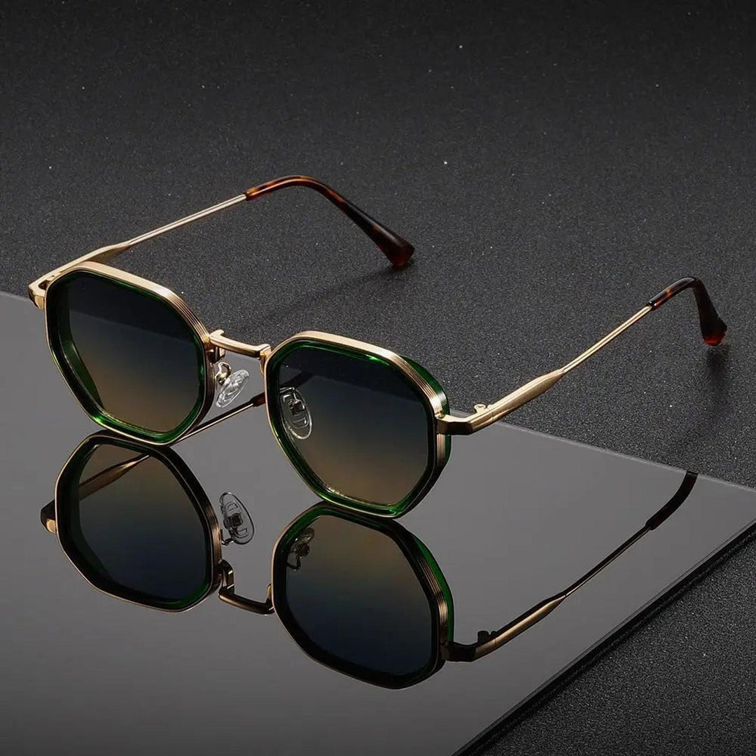 Victoria | Sunglasses Geometric Metal Frame Brown Gradient Lenses
