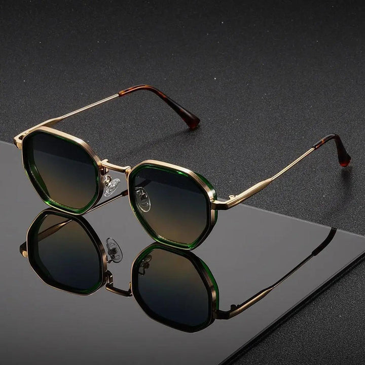 Victoria | Sunglasses Geometric Metal Frame Brown Gradient Lenses