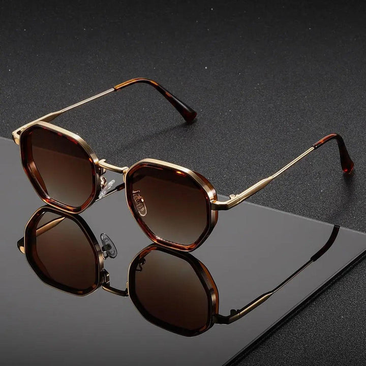 Victoria | Sunglasses Geometric Metal Frame Brown Gradient Lenses