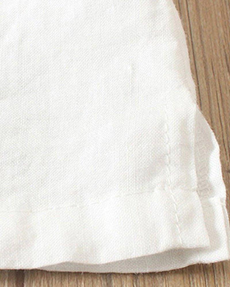 Victoria | Women's Linen Tunic Top Button Front Short Sleeve