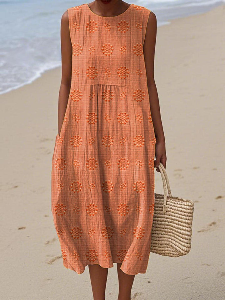 Victoria | Women's Sleeveless Printed Midi Summer Dress