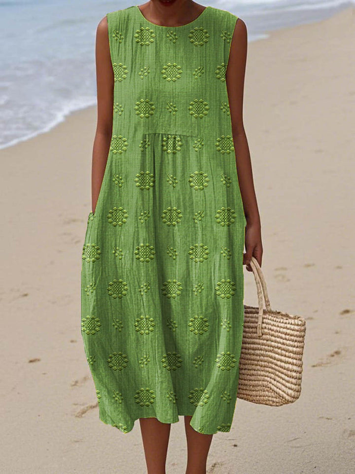 Victoria | Women's Sleeveless Printed Midi Summer Dress