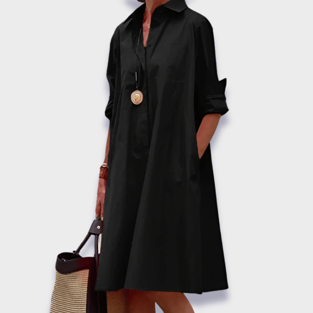 Violet | Women's Loose Button Front Midi Summer Dress