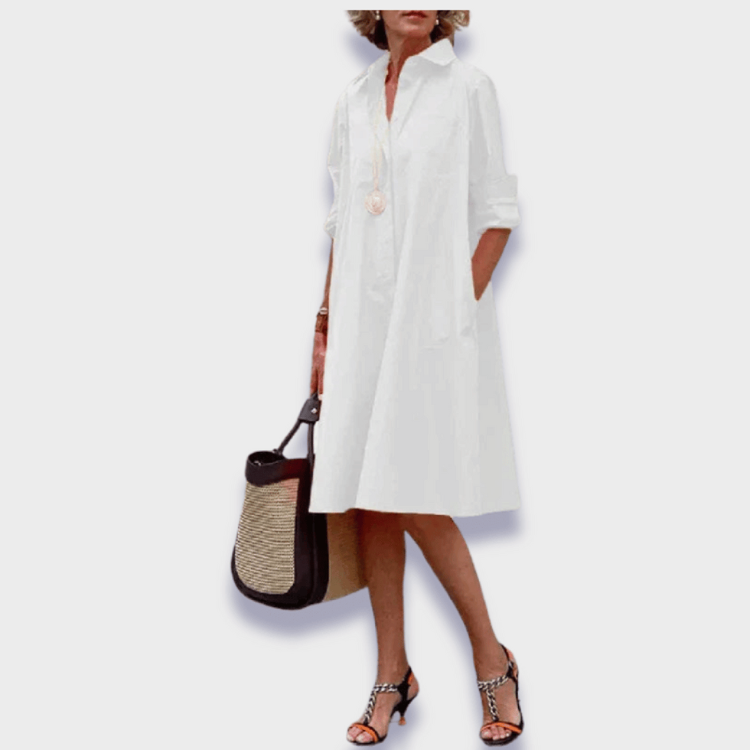 Violet | Women's Loose Button Front Midi Summer Dress