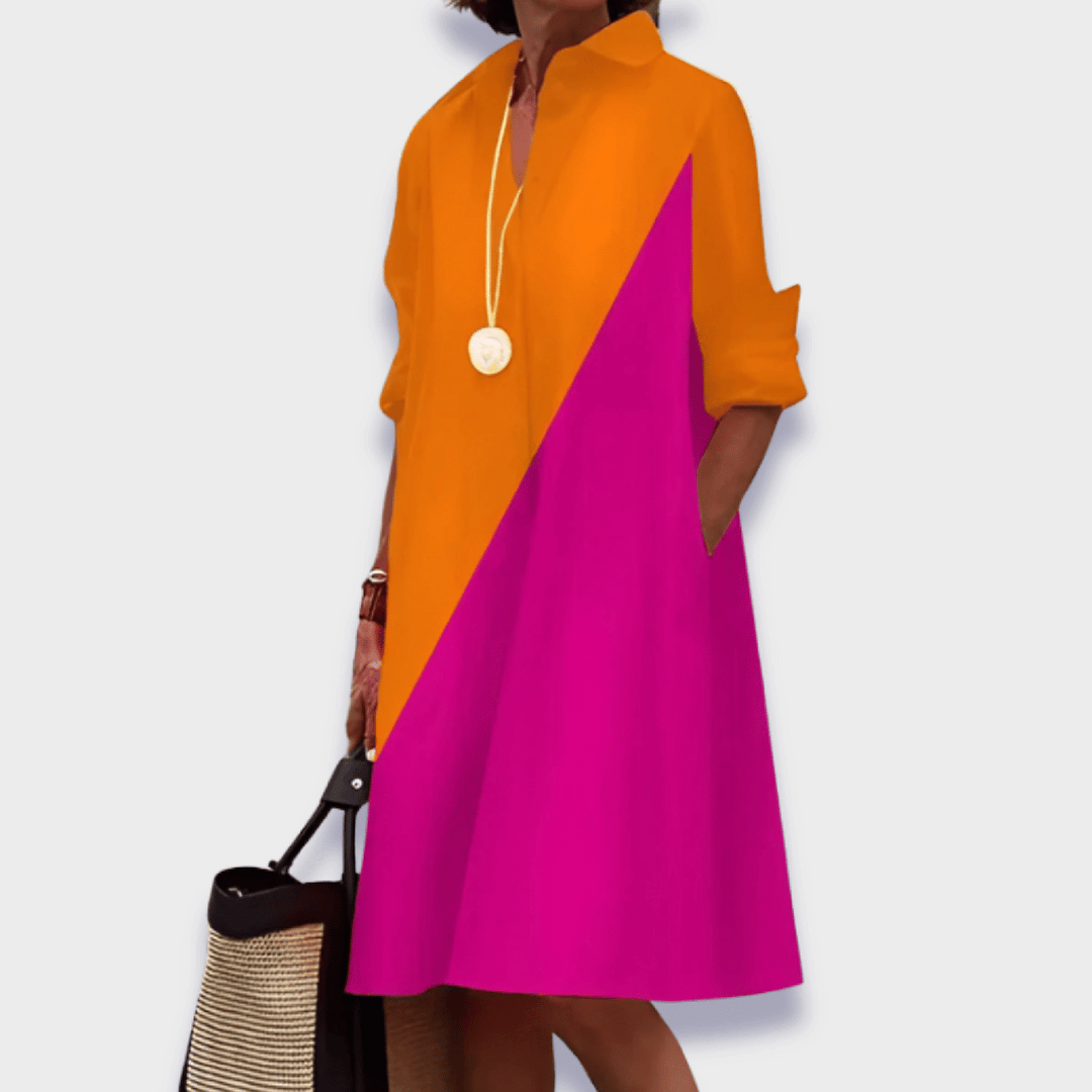 Violet | Women's Loose Button Front Midi Summer Dress