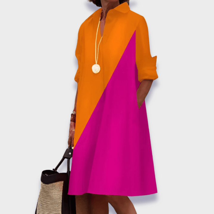 Violet | Women's Loose Button Front Midi Summer Dress