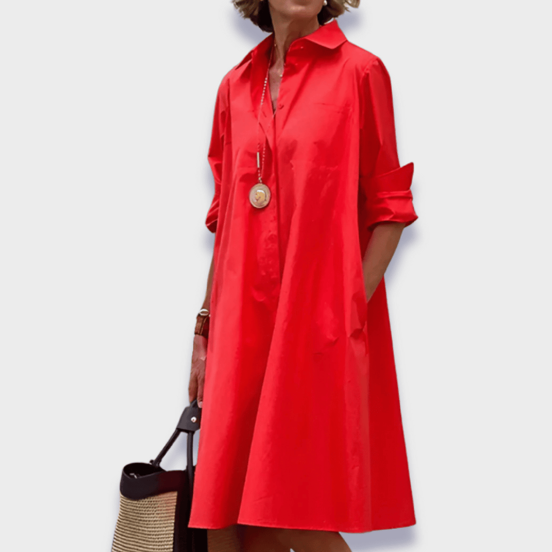 Violet | Women's Loose Button Front Midi Summer Dress