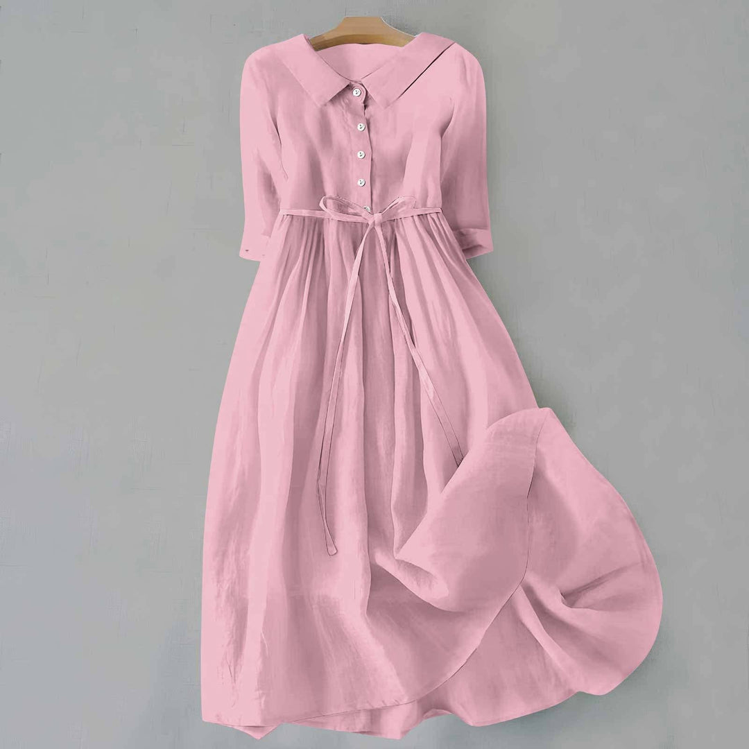 Violet | Women's Summer Button Front Midi Shirt Dress