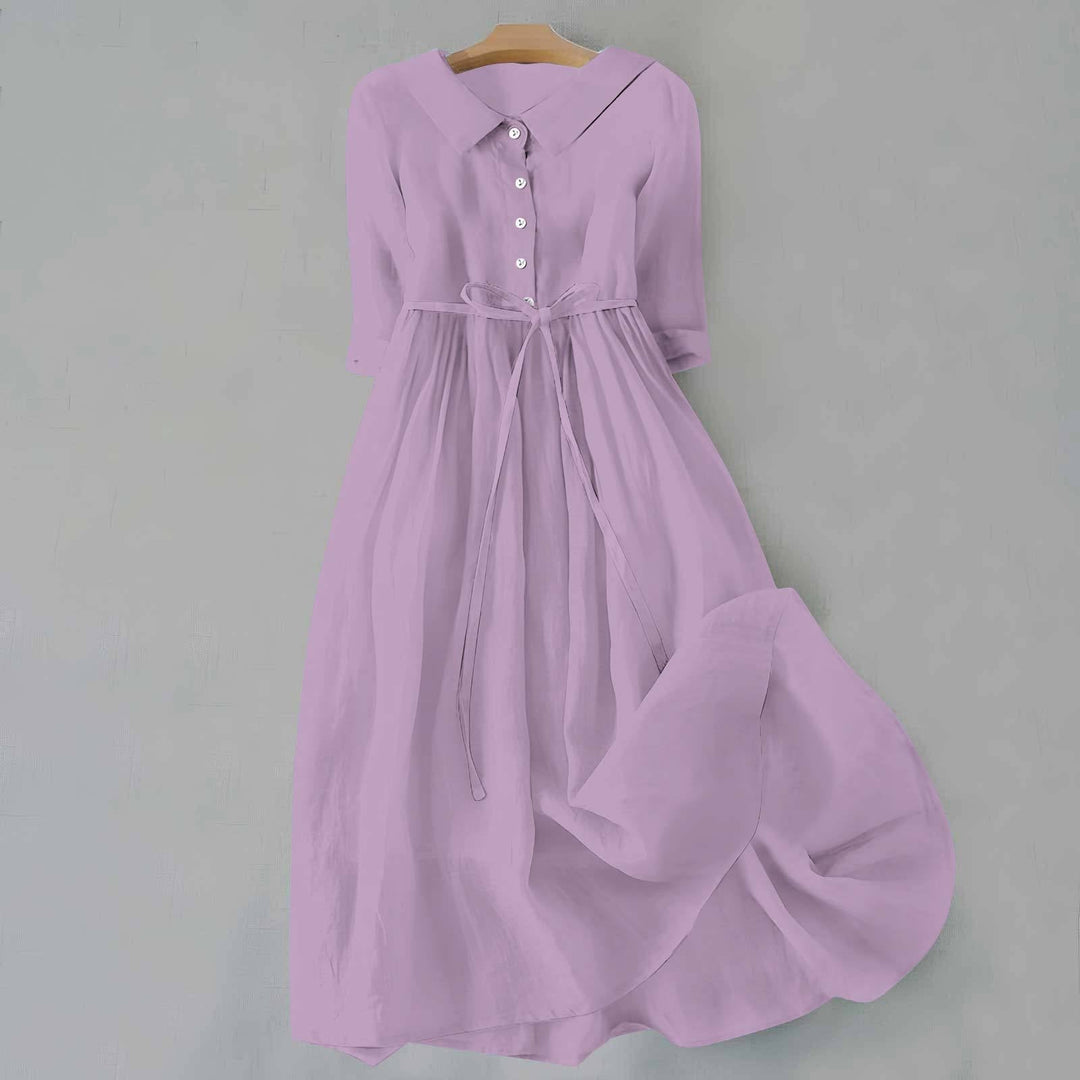 Violet | Women's Summer Button Front Midi Shirt Dress