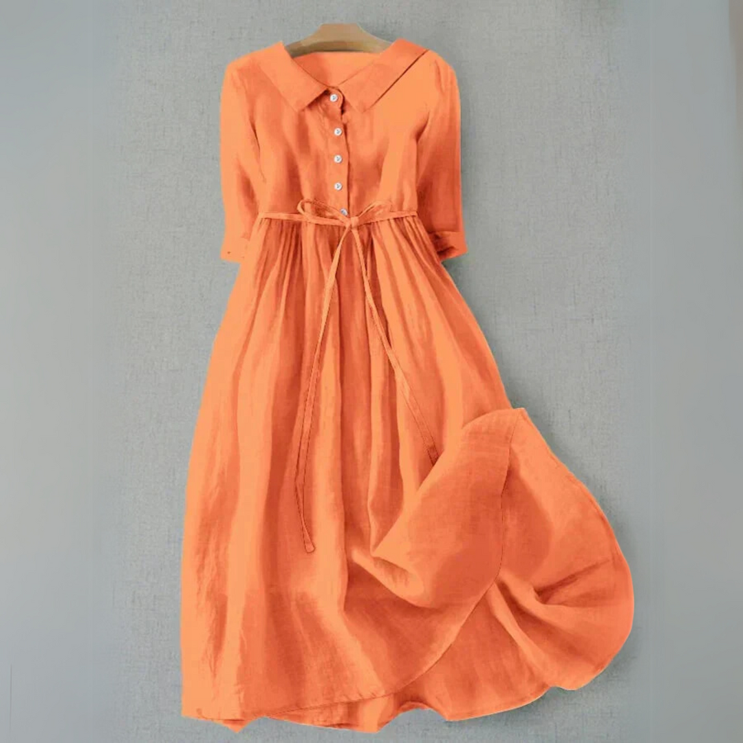 Violet | Women's Summer Button Front Midi Shirt Dress